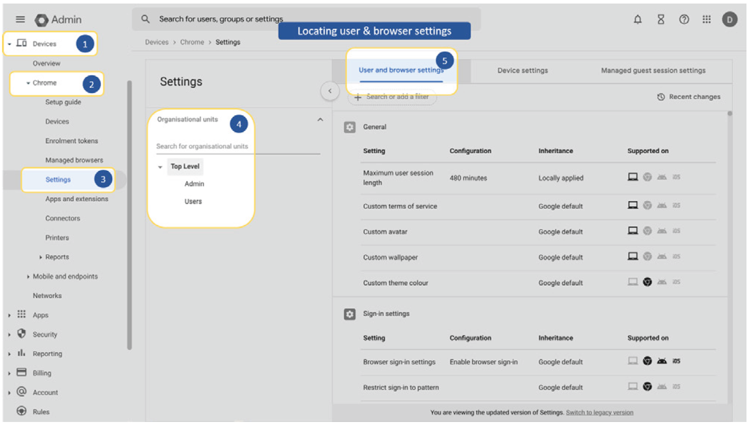 Locating user & browser settings
