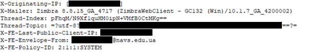 Redacted email header