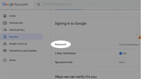 Enter your current password and choose a new password