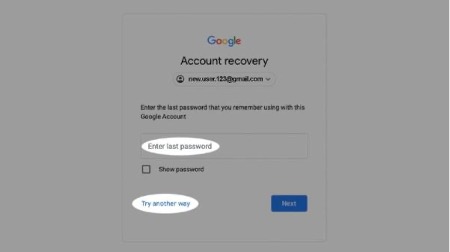 If you cannot remember your password, select Try another way