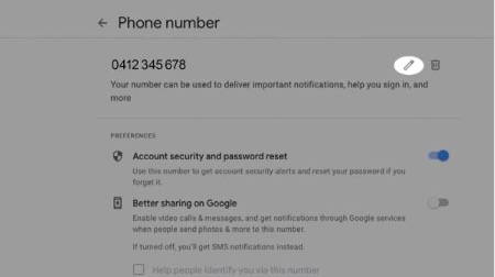 Select Phone and then the phone number you wish to change. If you have not entered a phone number you can select Add now and follow the on screen prompts.