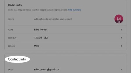 Scroll down to the section labelled Contact info. You can now change your recovery email and recovery mobile
