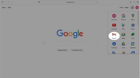 Select the Google apps button and select Gmail.