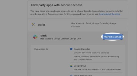 Select Remove Access for each app listed that you didn’t configure yourself. If you’re not sure what apps might be, remove those you’re not sure about as they can be reconfigured later if required.