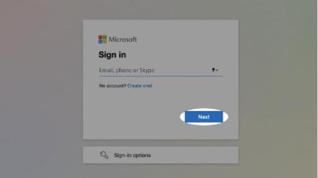 1. Visit https://account.microsoft.com and select Sign in in the top right corner of the page. Enter your email address and select Next.
