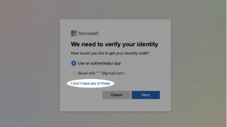  3.If you have access to an external Email or Mobile phone to receive the recovery code, select the appropriate method and proceed to Step 4 of 1A.