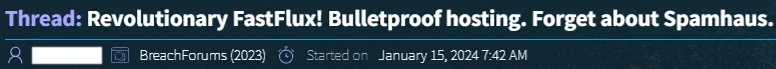 Thread: Revolutionary FastFlux! Bulletproof hosting. Forget about Spamhaus,